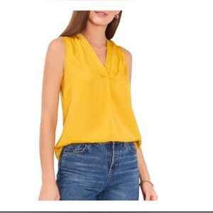Vince Camuto Vibrant Yellow V-Neck Blouse